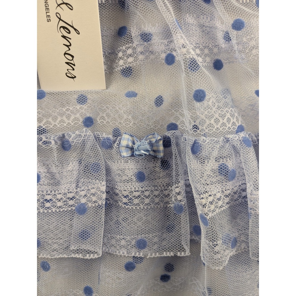 NWT For Love & Lemons Lace Mini Dress Polka Dot Ruffle Party Puff Sleeve M - Picture 5 of 14